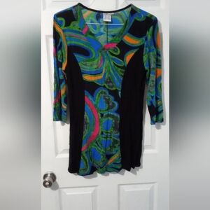 Parsley & Sage Colorful Swirl Long Sleeve Dress